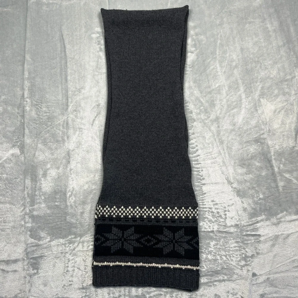 Vintage Y2K Gap Scarf Gray Lambswool Fair Isle Snowflake Knit Winter Accessory